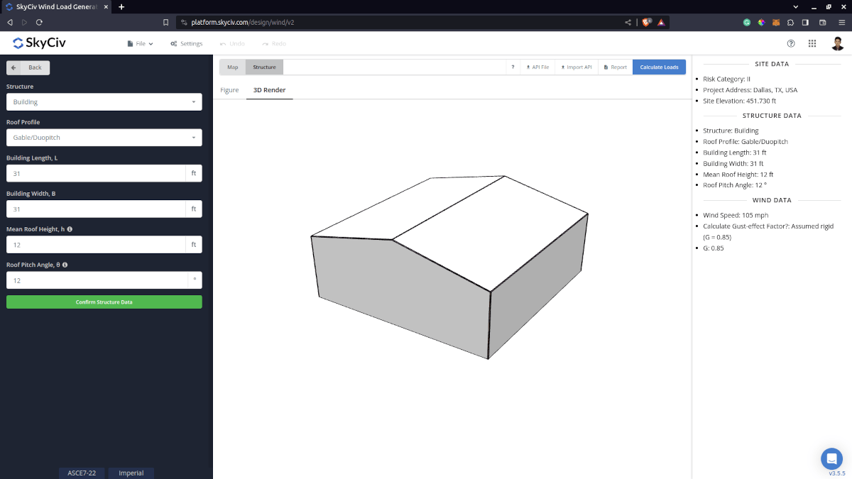 SkyCiv Load Generator Structure Data