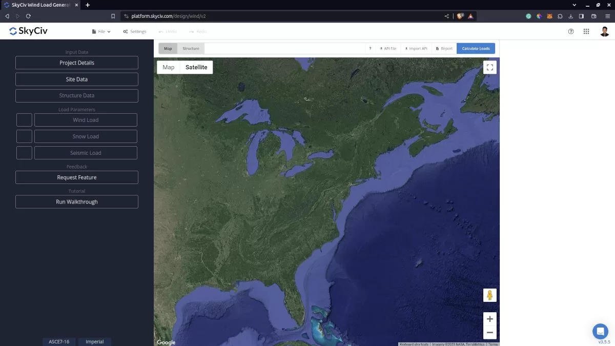 ASCE 7-16 wind load menu