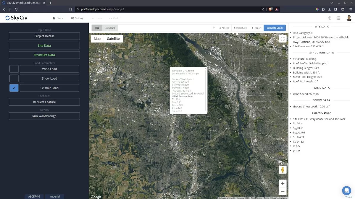 Seismic Load Checkbox in Skyciv Load Generator