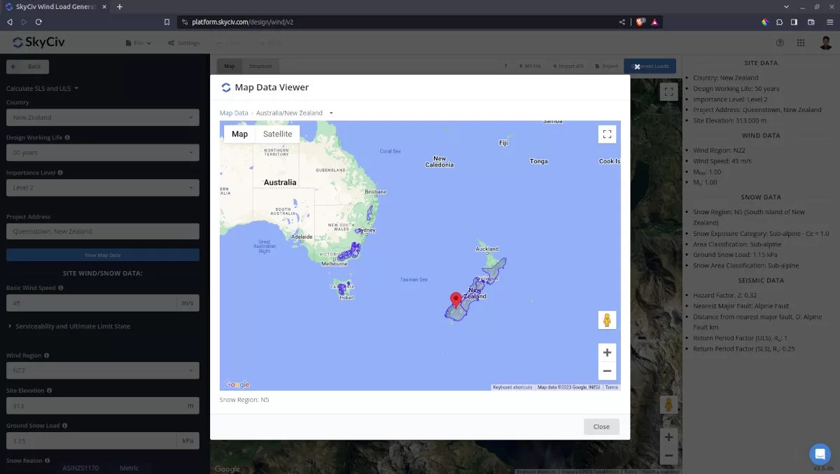 AS/NZS 1170.3 Snow load map
