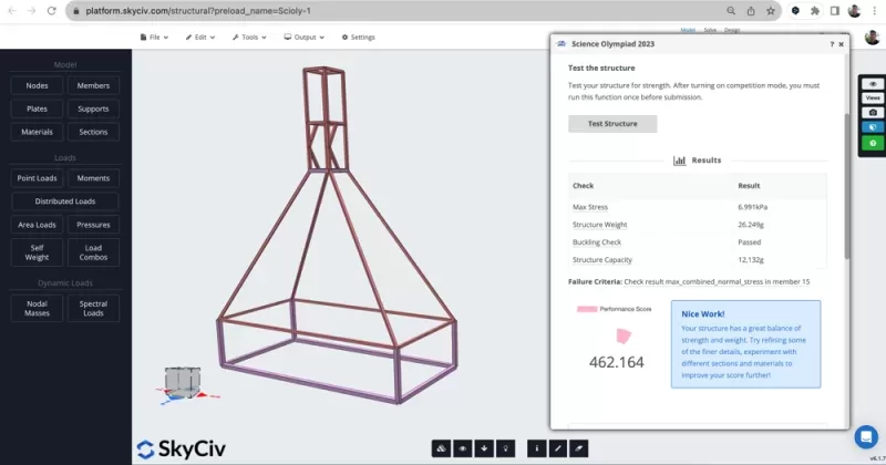 Balsa Wood Tower for Students, using the Science Olympiad App